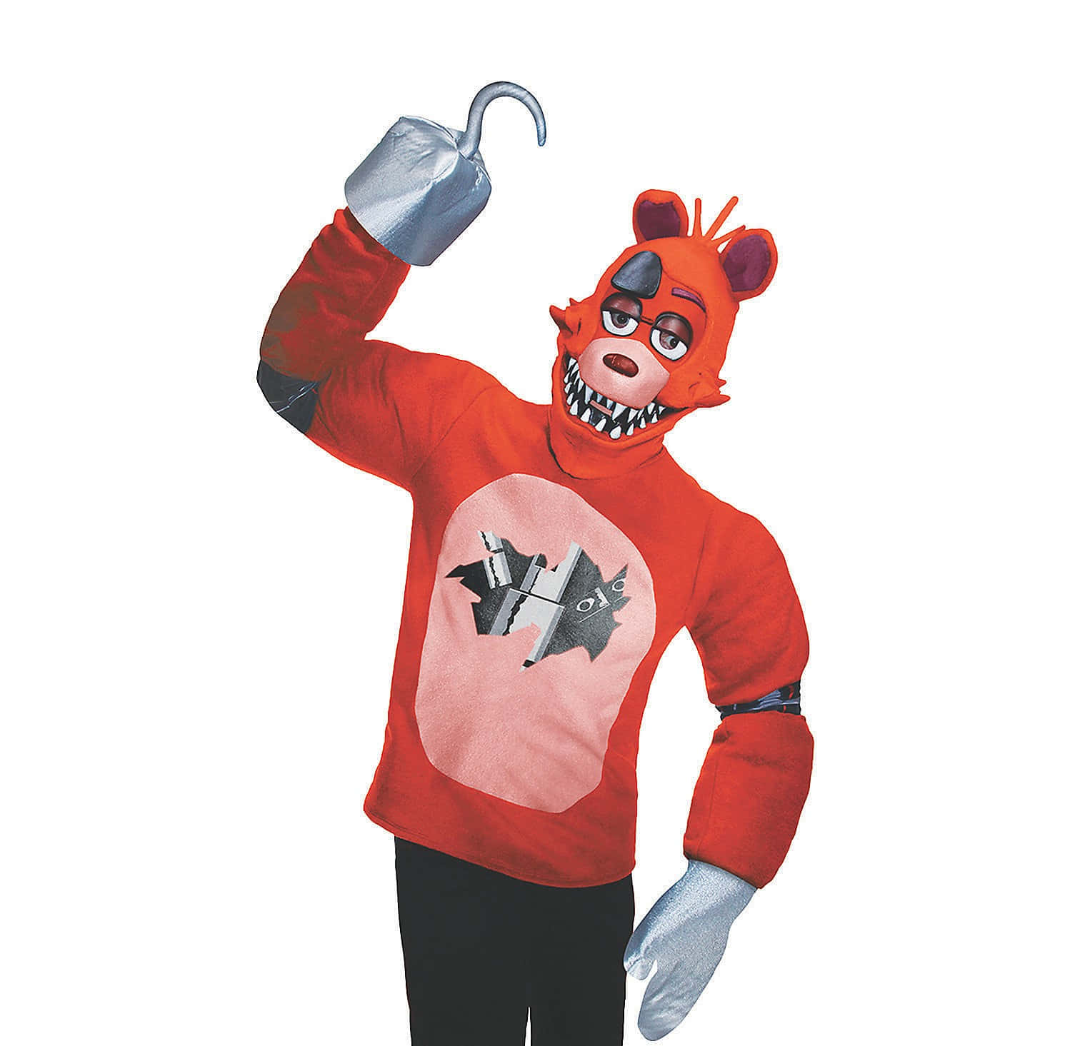 打扮成Freddy Fazbear的人拿著鉤子。