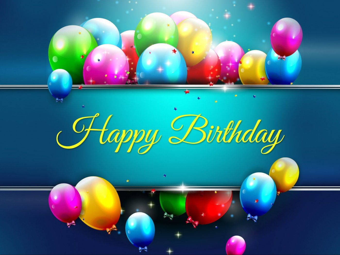 Happy Birthday 橫幅被彩色氣球和閃光包圍。