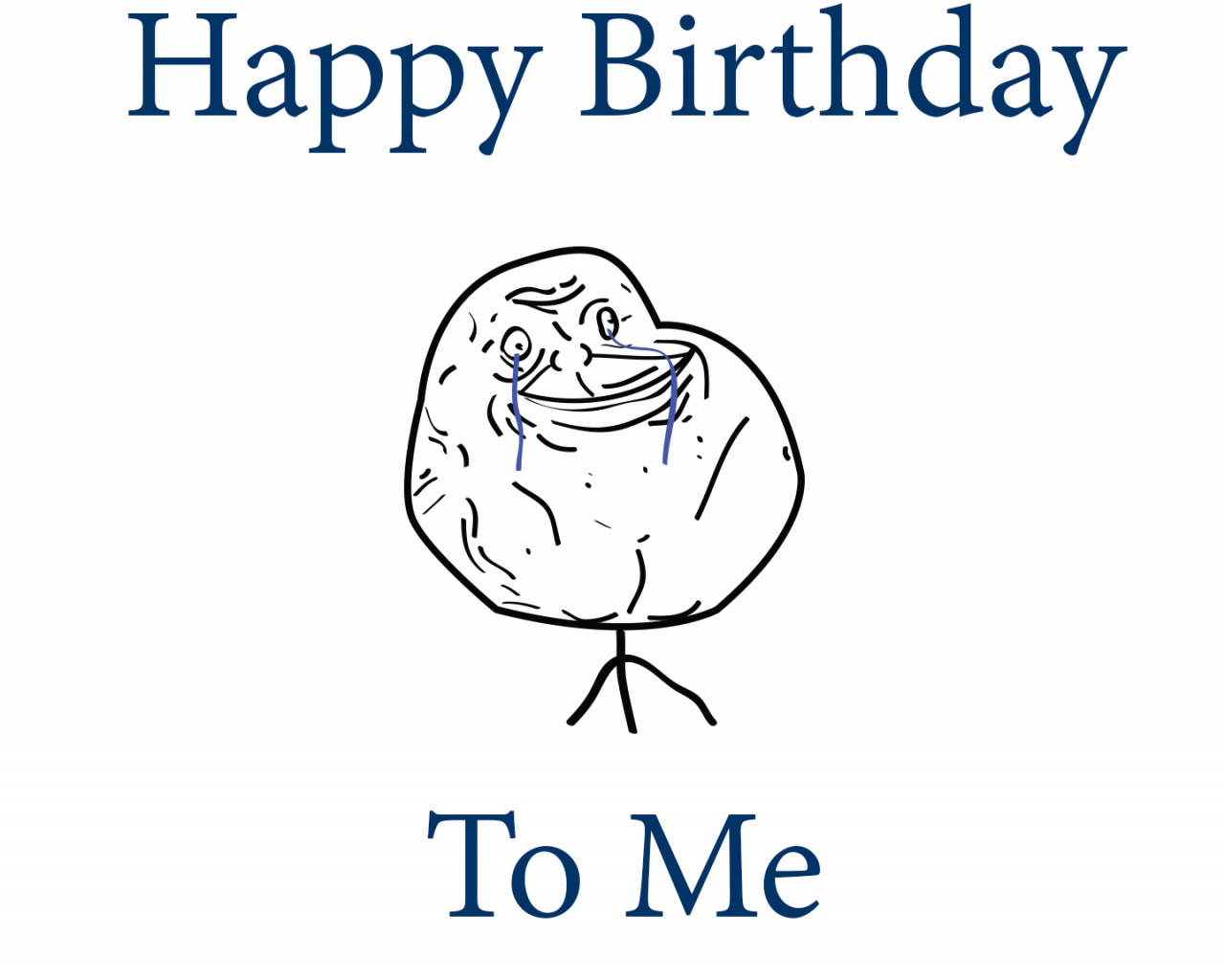 用於生日慶祝的 troll face 迷因，帶有喜極而泣的眼淚