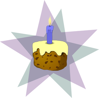 生日蛋糕單枝蠟燭插畫 壁紙