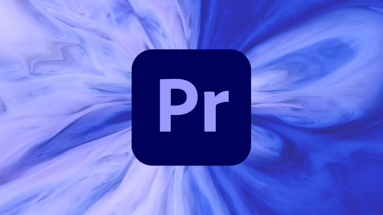 Adobe Premiere Pro 標誌在旋轉的藍色和白色抽象背景上
