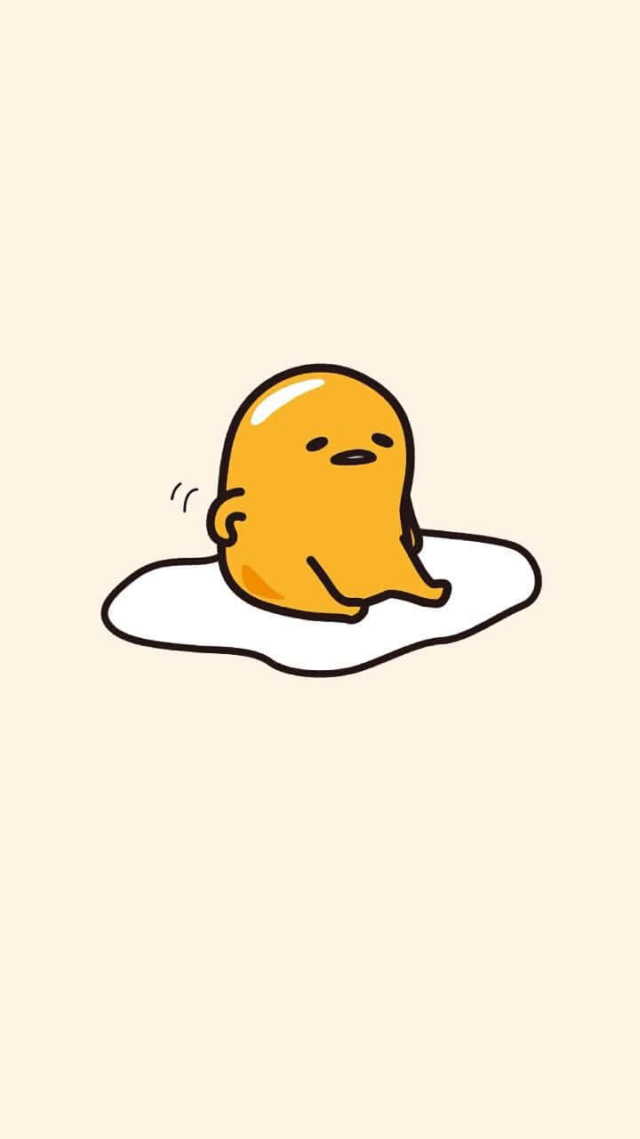 一個黃色軟糖角色坐在白色雲朵上，表情中性。