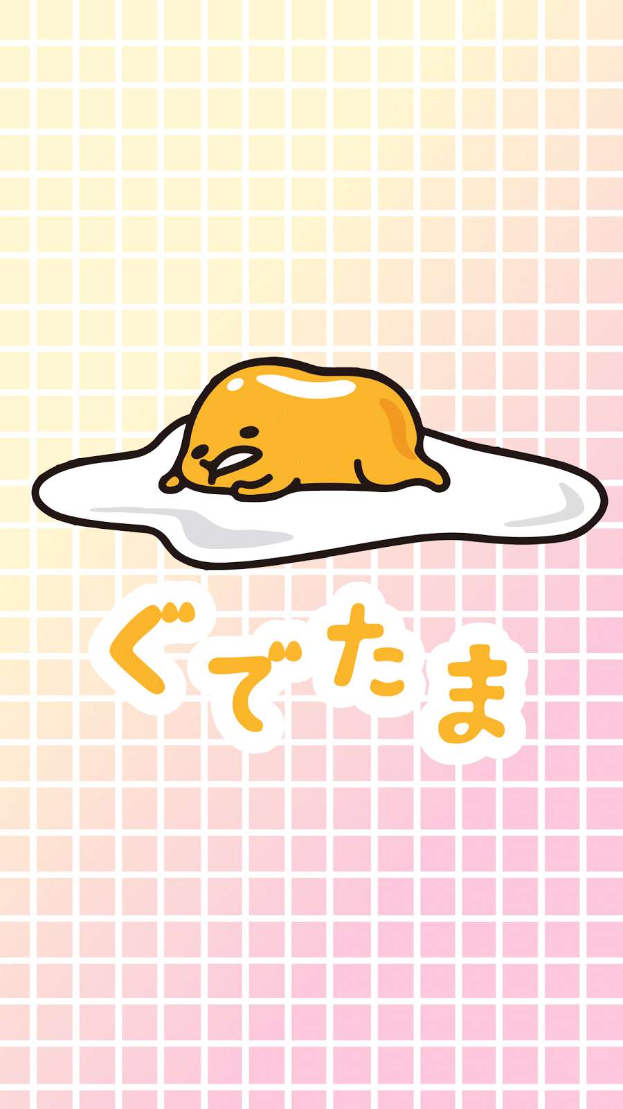 可愛的黃色gudetama角色在帶有日文字的碟子上睡覺。