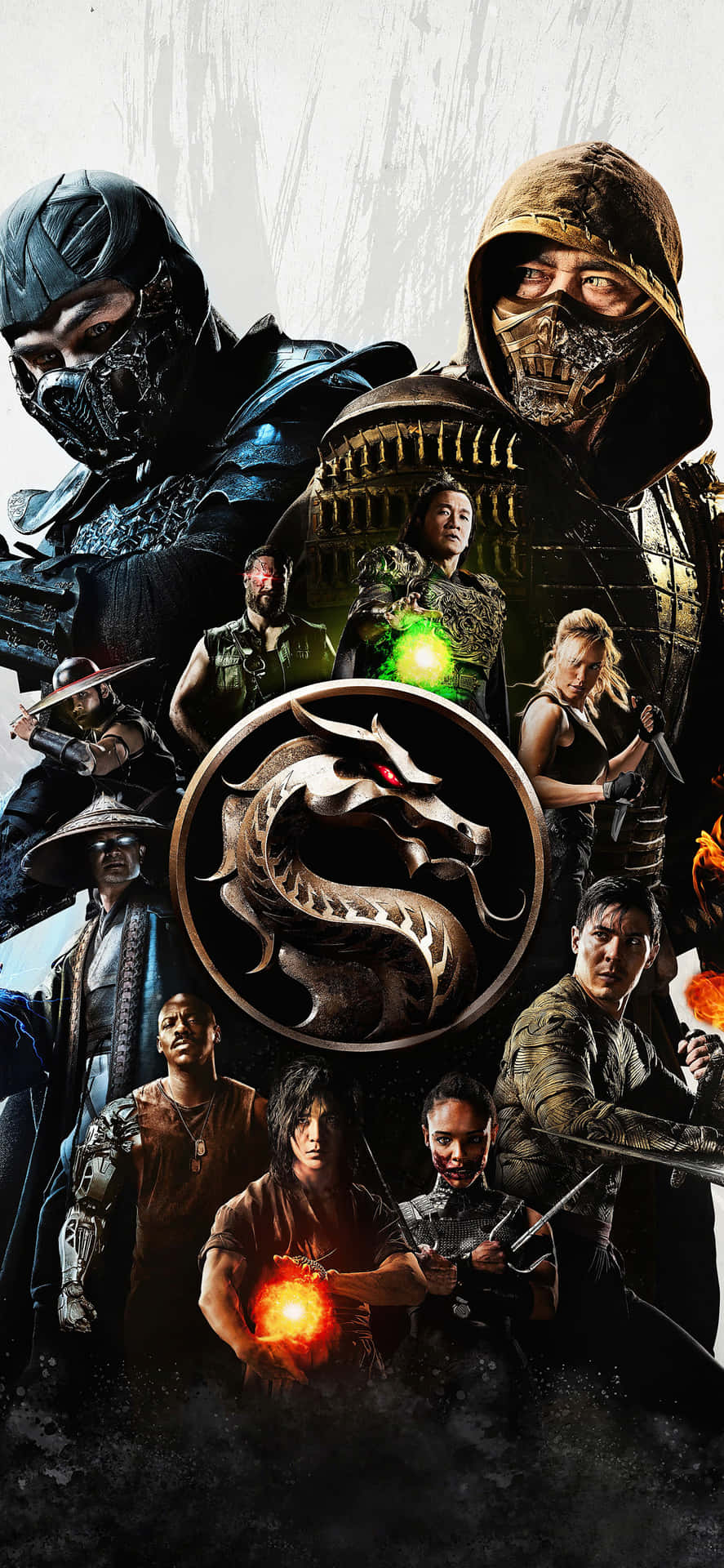 Mortal Kombat 角色以戰鬥姿勢圍繞龍形標誌。