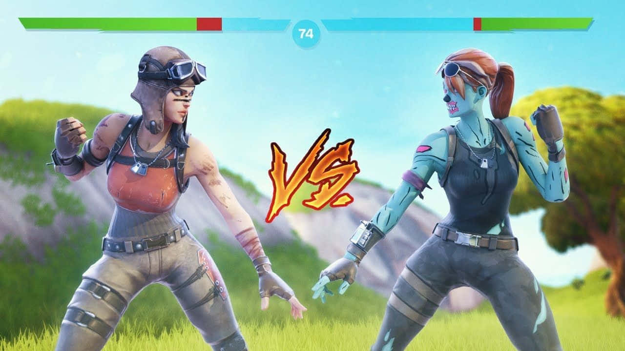 兩個Fortnite角色以戰鬥姿勢面對面，帶有VS圖案。