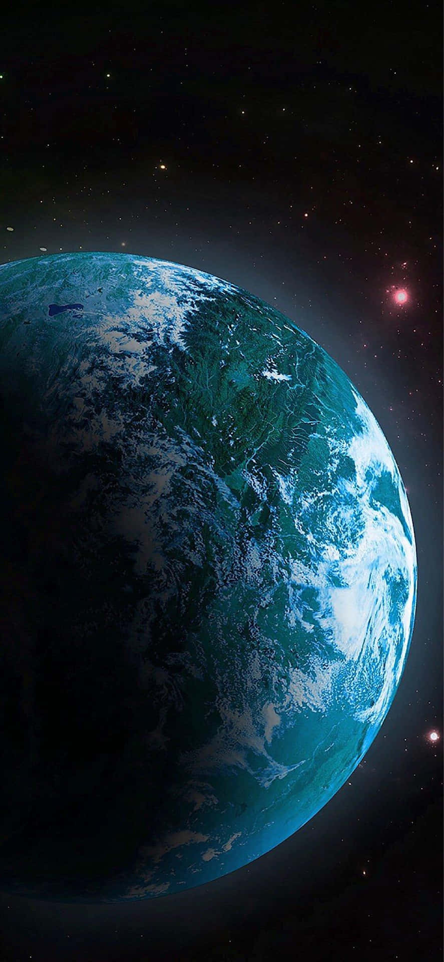從太空看到的地球，帶有旋轉的雲層和星空背景。