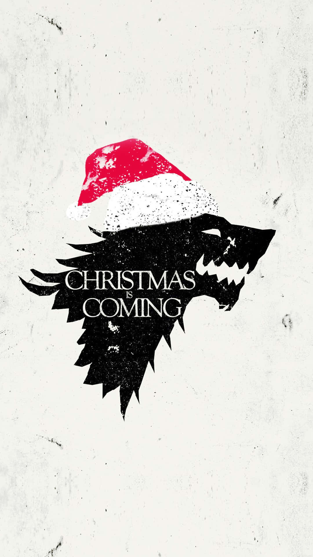 戴聖誕帽的黑狼，附有文字 Christmas is Coming