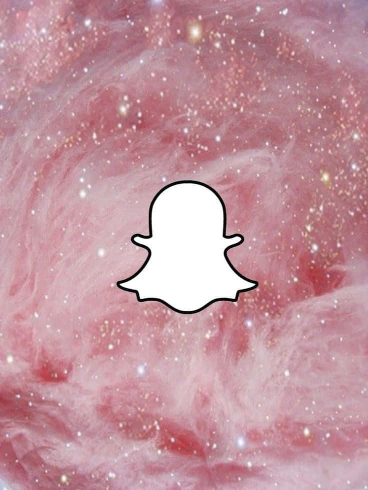 粉紅色星空宇宙背景上的Snapchat鬼魂標誌