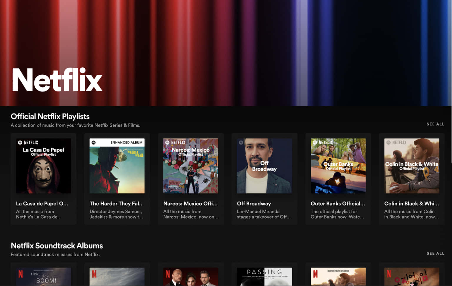 Netflix 網站顯示官方音樂播放清單和原聲帶專輯。