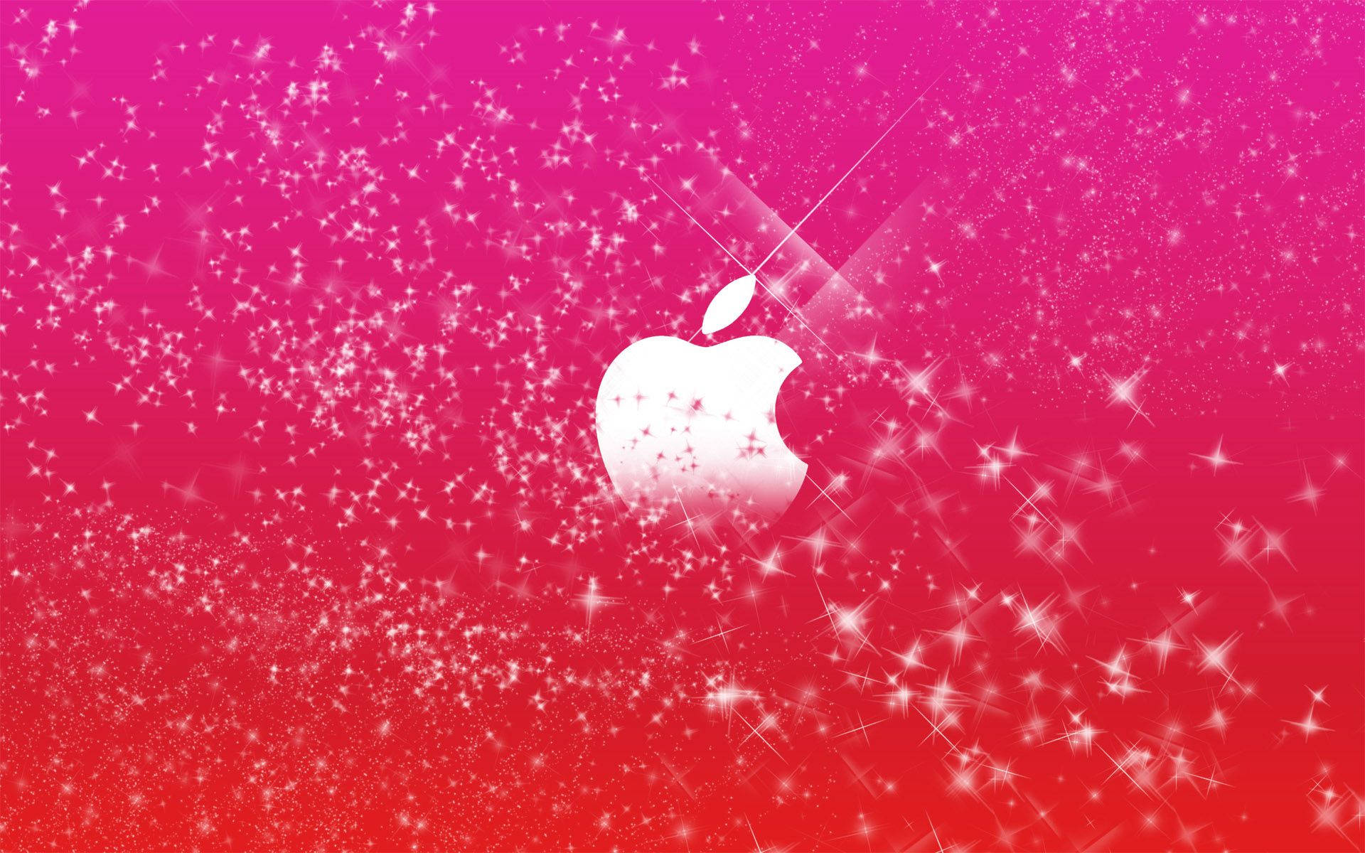 白色Apple標誌在粉紅到紅色漸變背景上閃爍 — 閃粉 壁紙