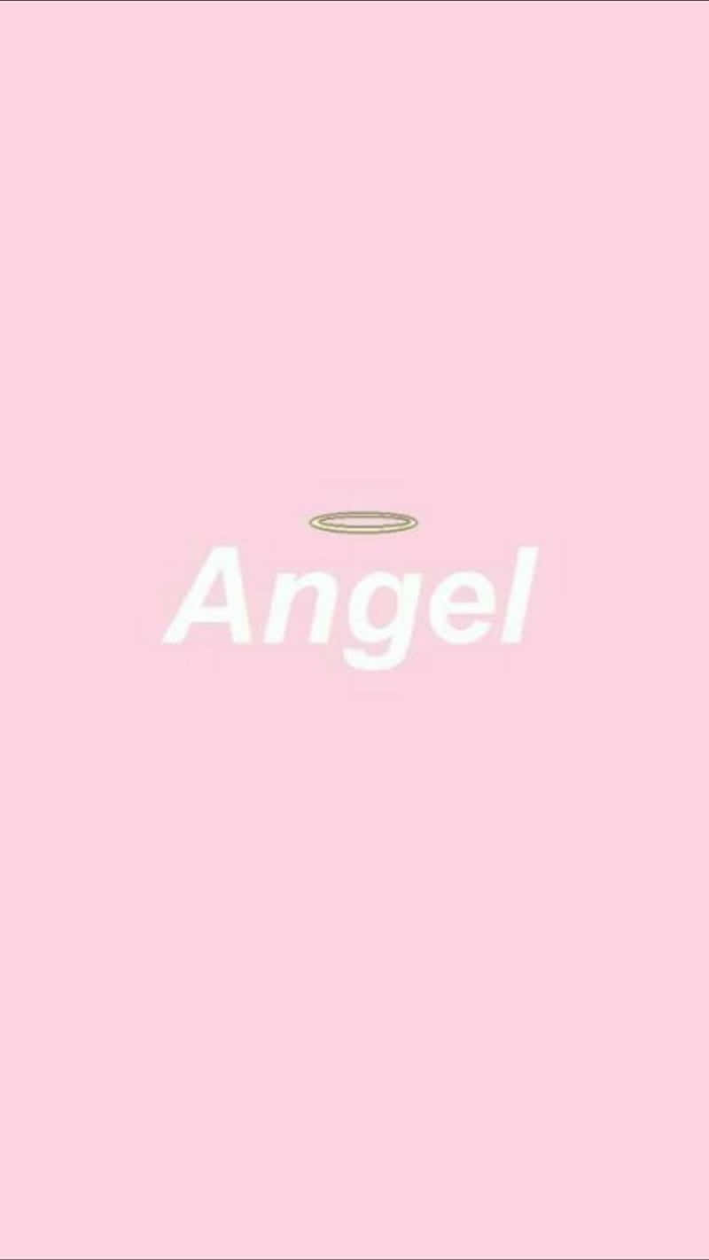 粉紅色背景，上面有Angel字樣和一個小小的金色光環。