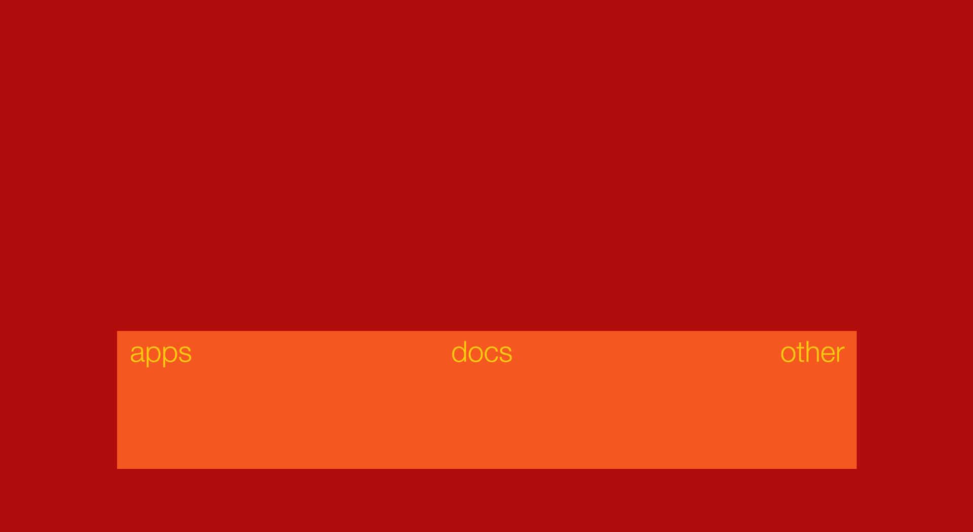 數碼界面，紅色背景，橙色條上標示 apps docs other