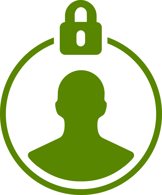 用戶個人資料鎖定圖示 壁紙 — 圓圈內有一個人的綠色剪影，上方有一個掛鎖，象徵安全帳戶或私隱。