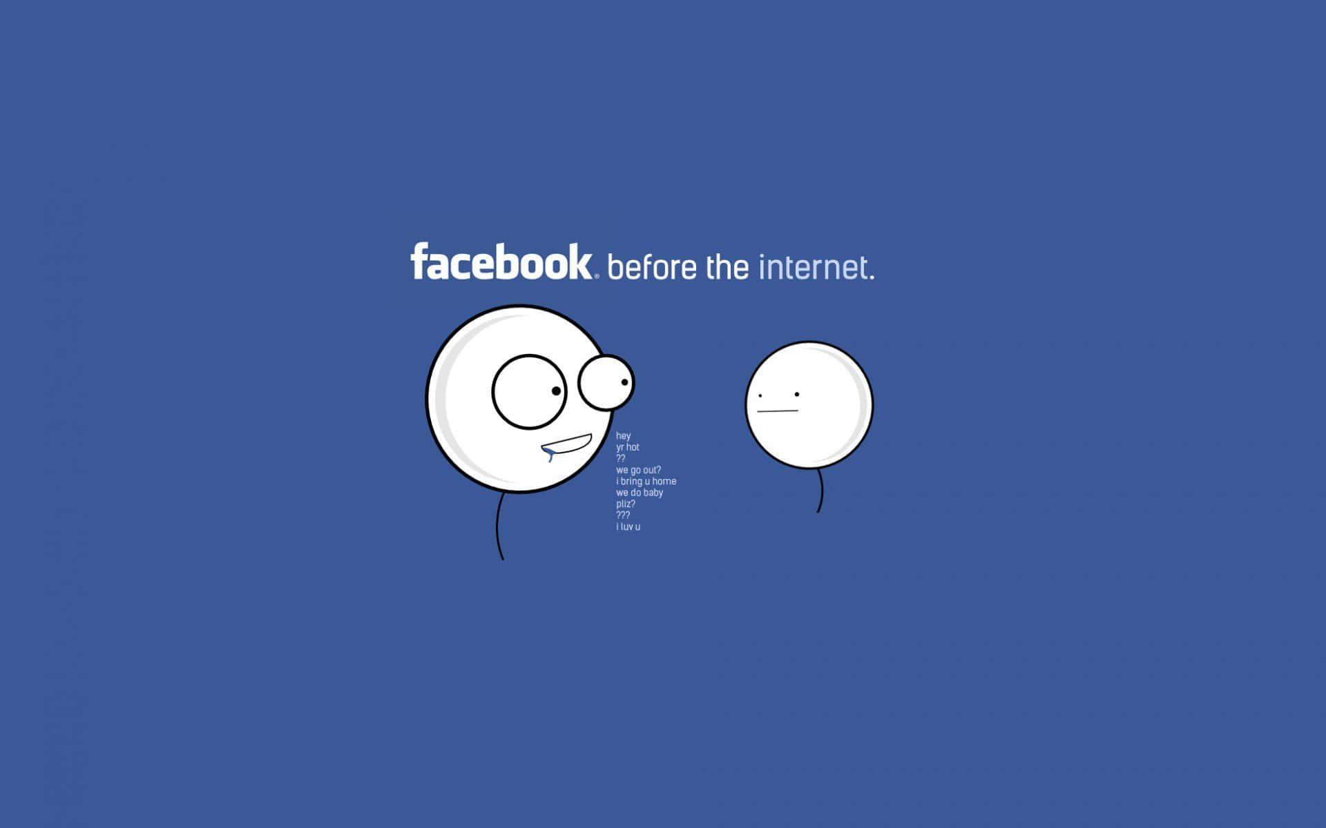 兩個簡單卡通臉孔聊天，文字關於互聯網前的Facebook。