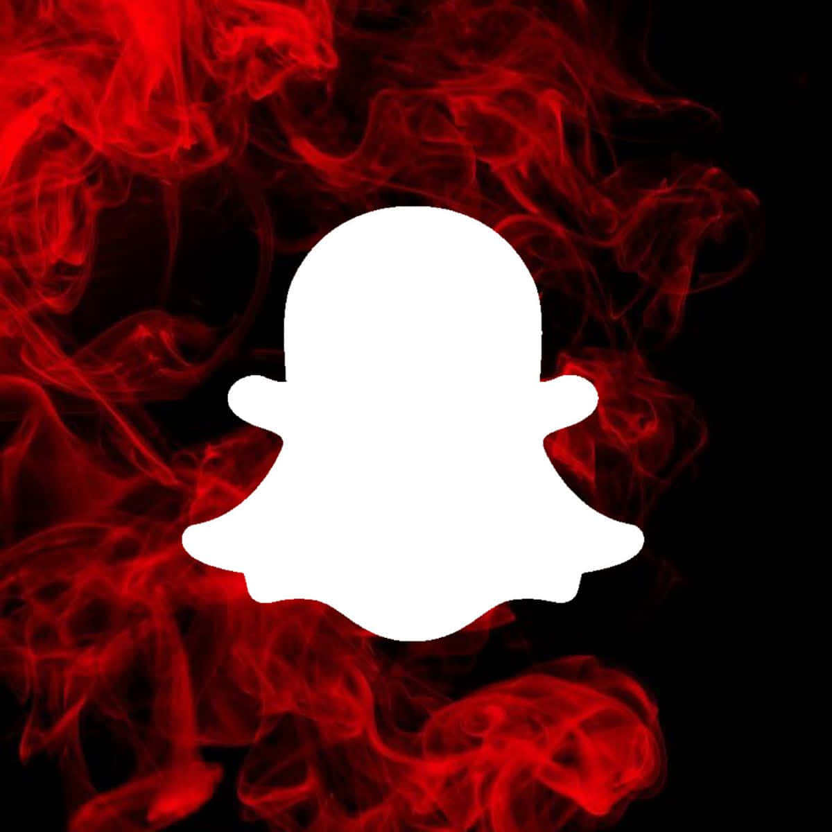 Snapchat鬼魂標誌被紅色煙霧環繞，黑色背景