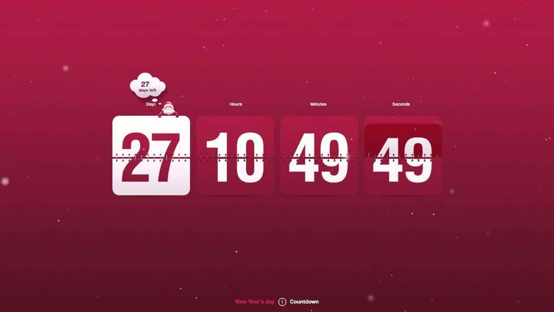 數碼新年倒數計時器顯示剩餘27天10小時49分鐘49秒。