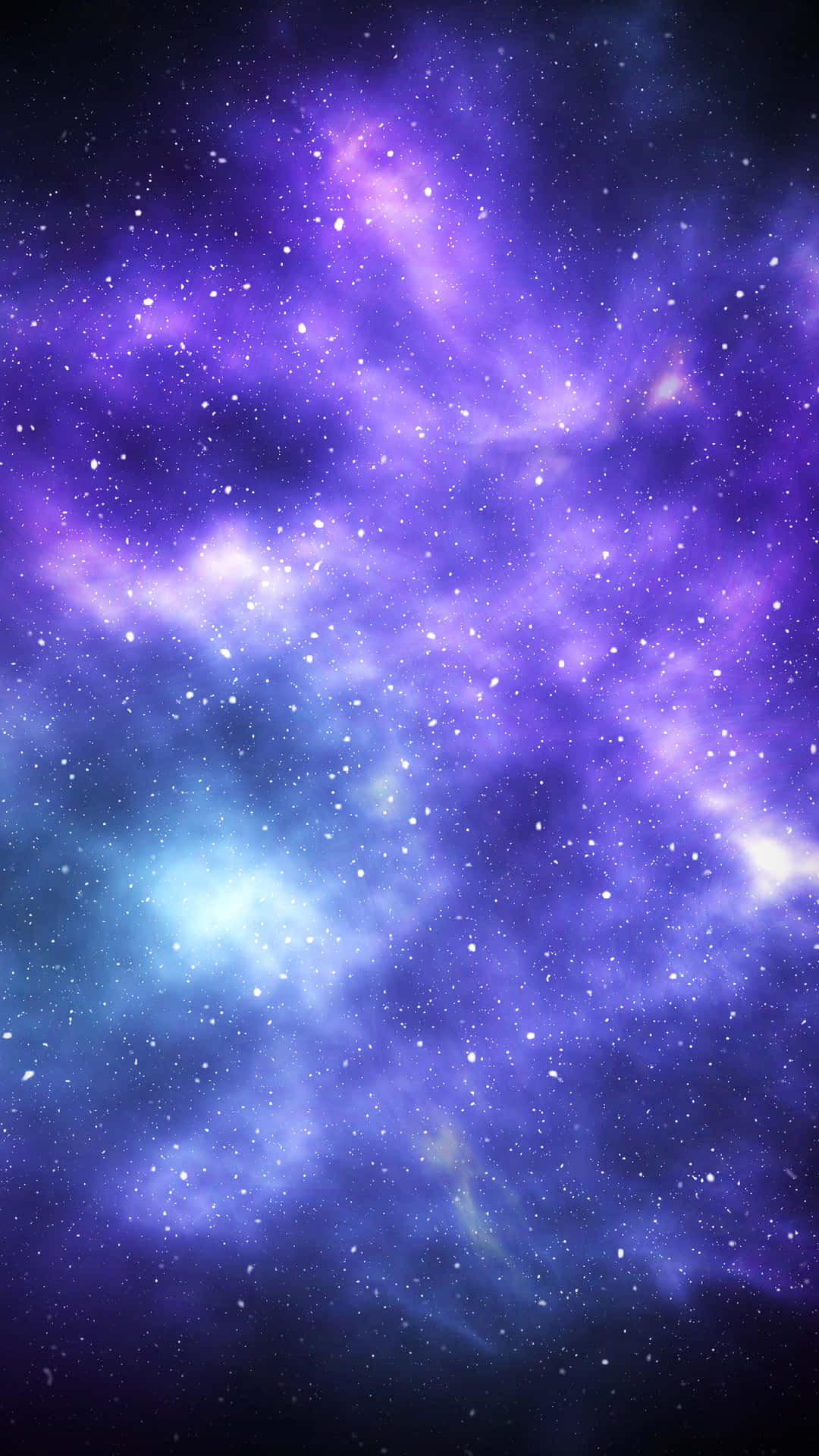 深邃太空中充滿閃爍星星的鮮豔紫色和藍色星雲。