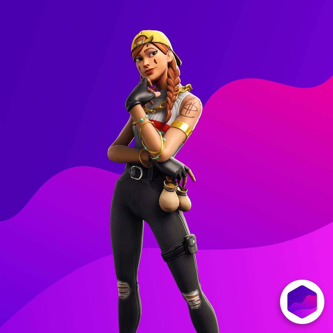 Fortnite 角色穿著時尚服裝，背景為彩色漸變