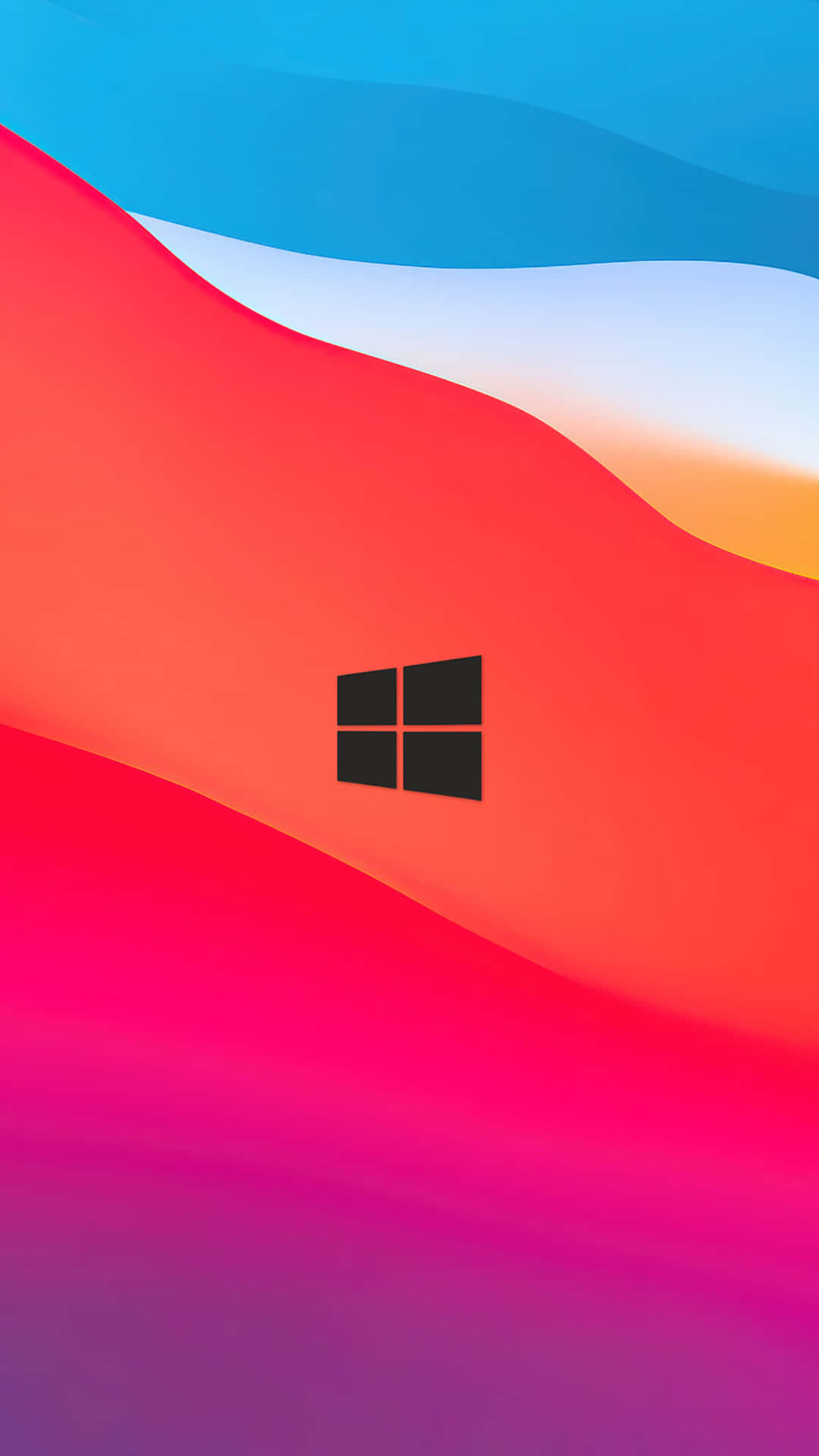 中央帶有Windows標誌的抽象彩色漸變背景。