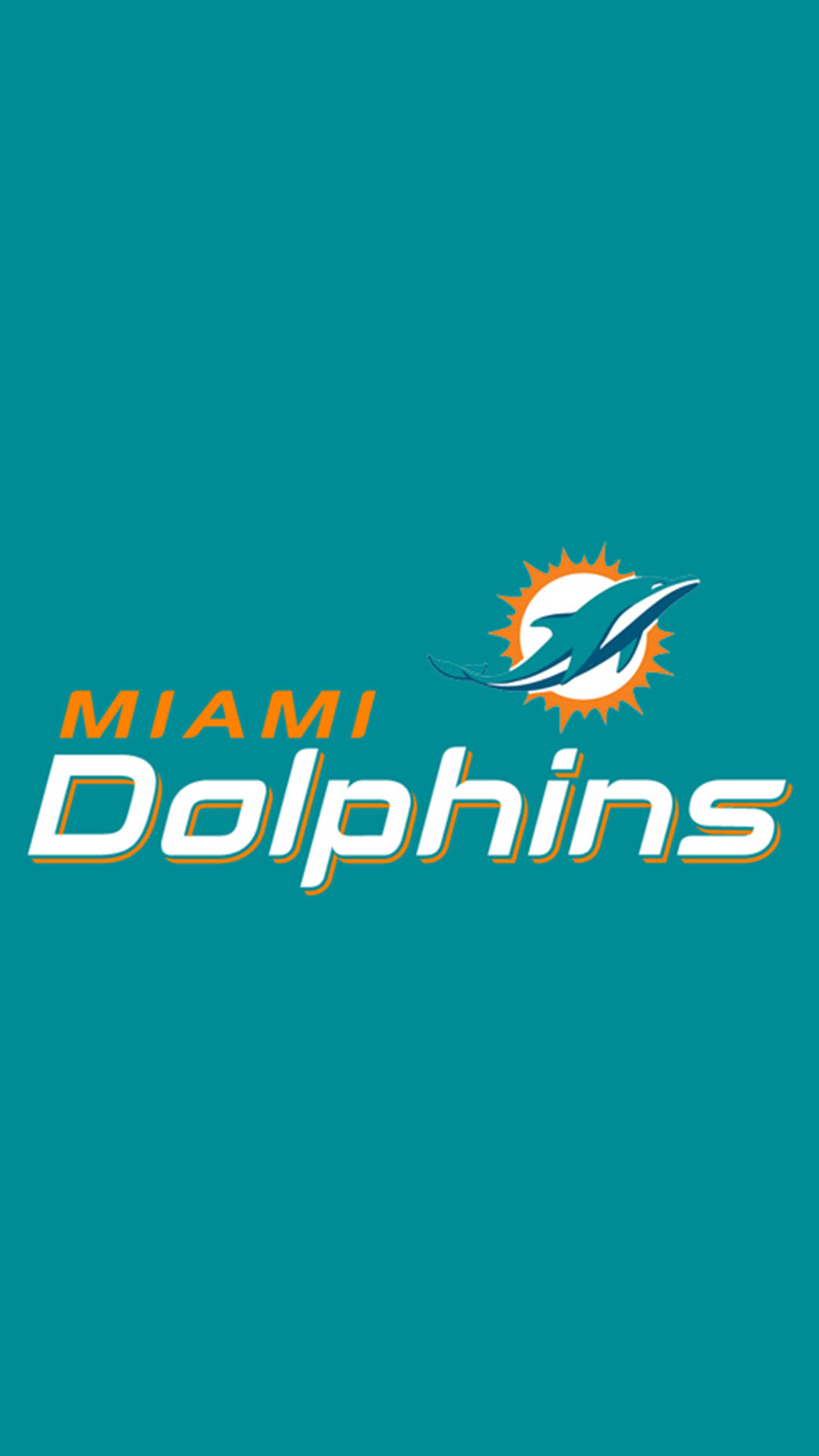 青色背景上的邁阿密海豚隊NFL標誌。