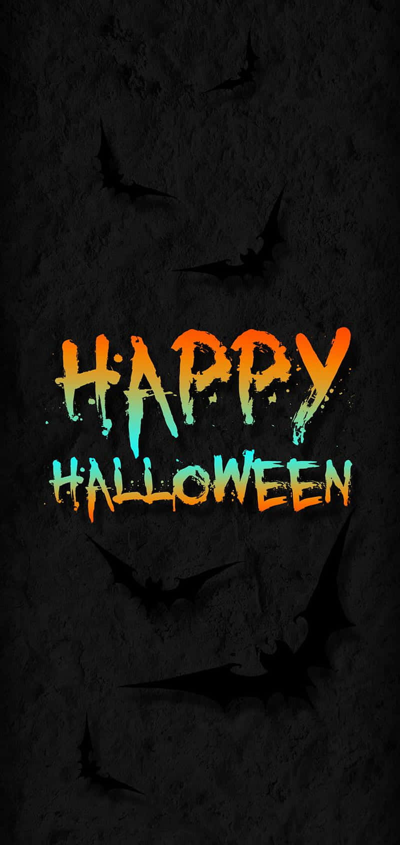 深色紋理背景上帶有蝙蝠的Happy Halloween文字