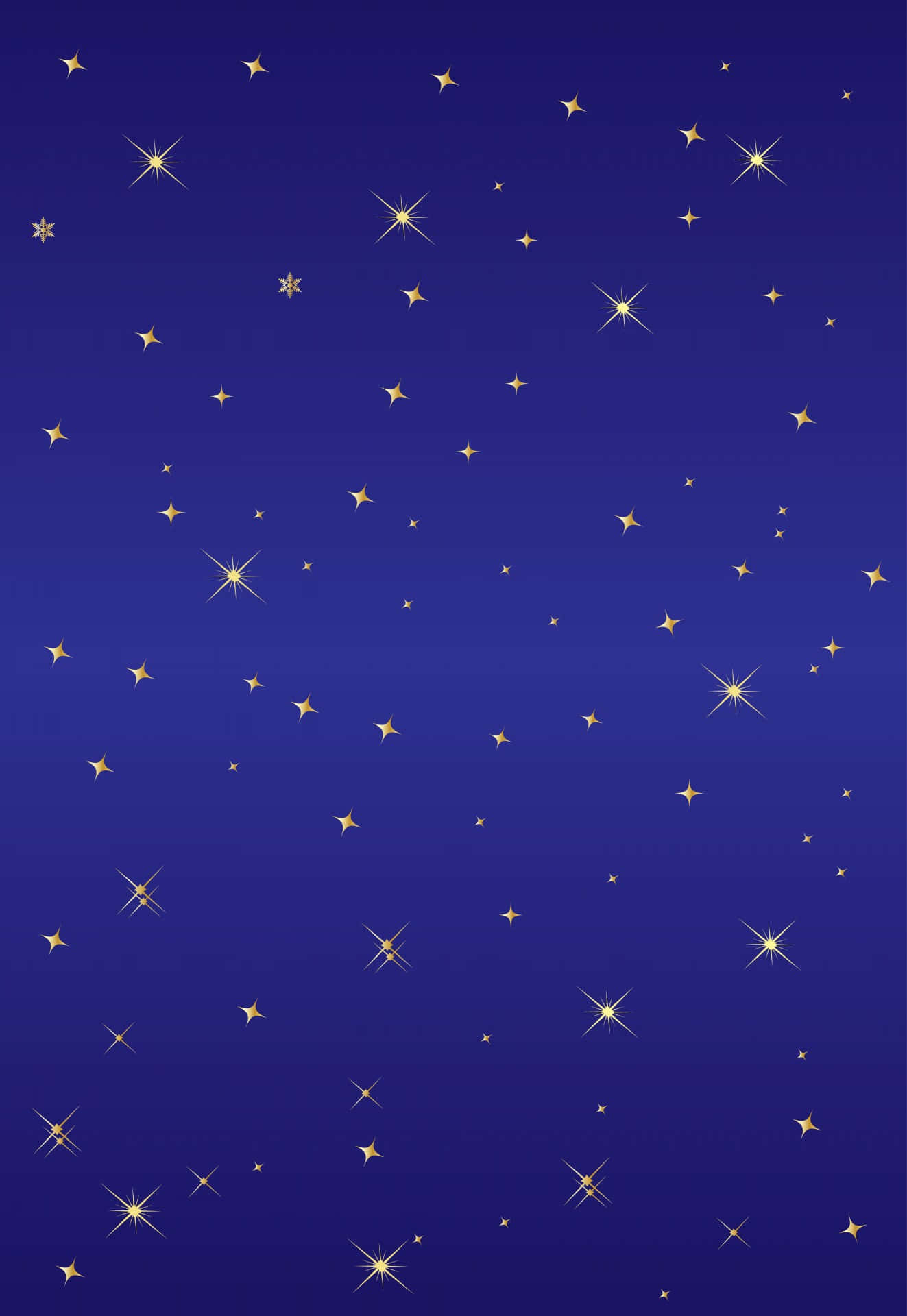 用金星點亮你的背景吧！ 壁紙 — 深藍色夜空，佈滿閃爍的金色星星，大小和亮度各異。