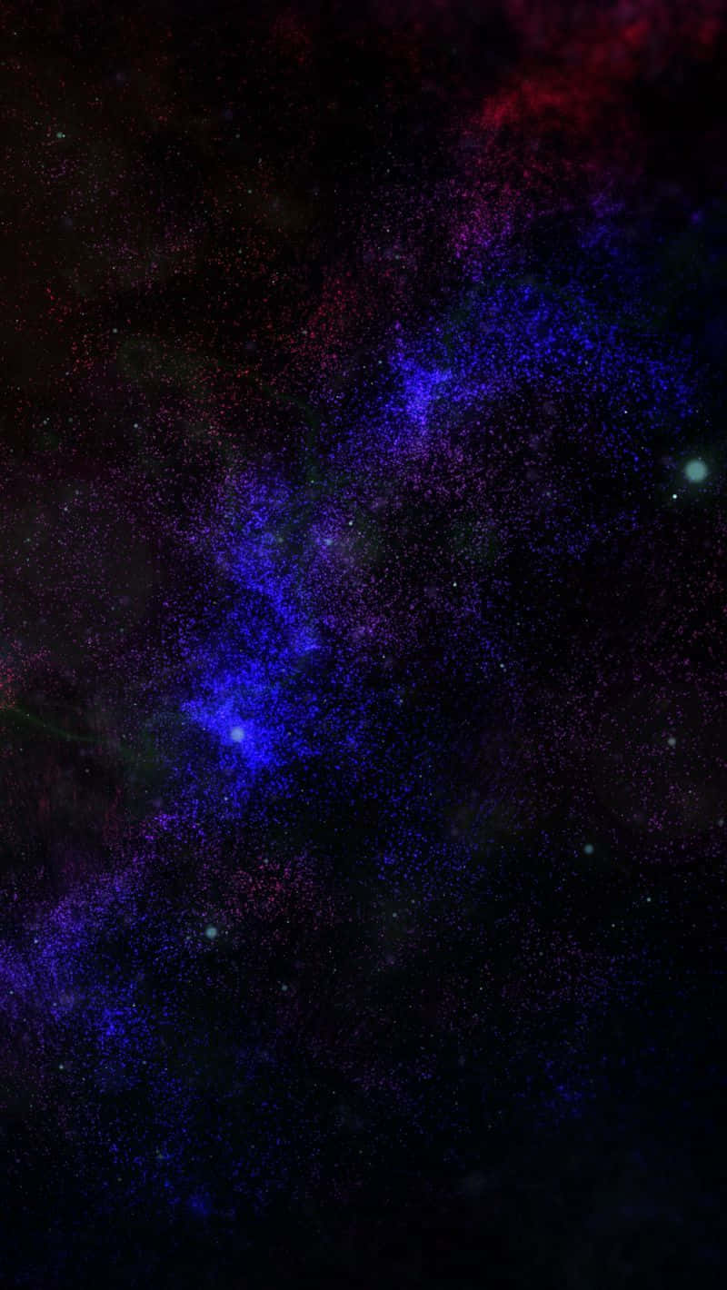 色彩繽紛的宇宙星雲，帶有藍色和紅色的雲層以及散落的星星。