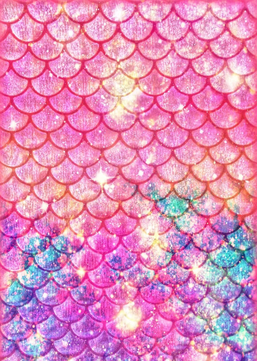 充滿活力的美人魚鱗片圖案，帶有閃爍的粉紅色和藍色色調。