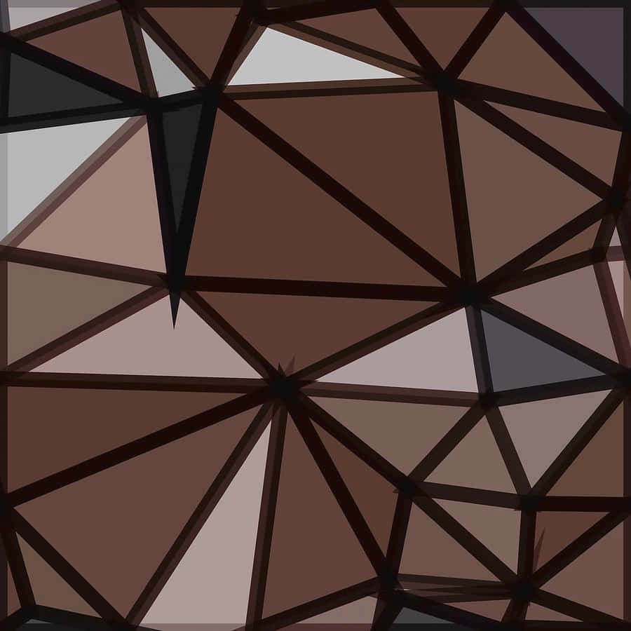 Brown Geometric 桌布 壁紙 — 由大地色系棕色和灰色組成的相互連接三角形幾何圖案，形成現代抽象構圖。
