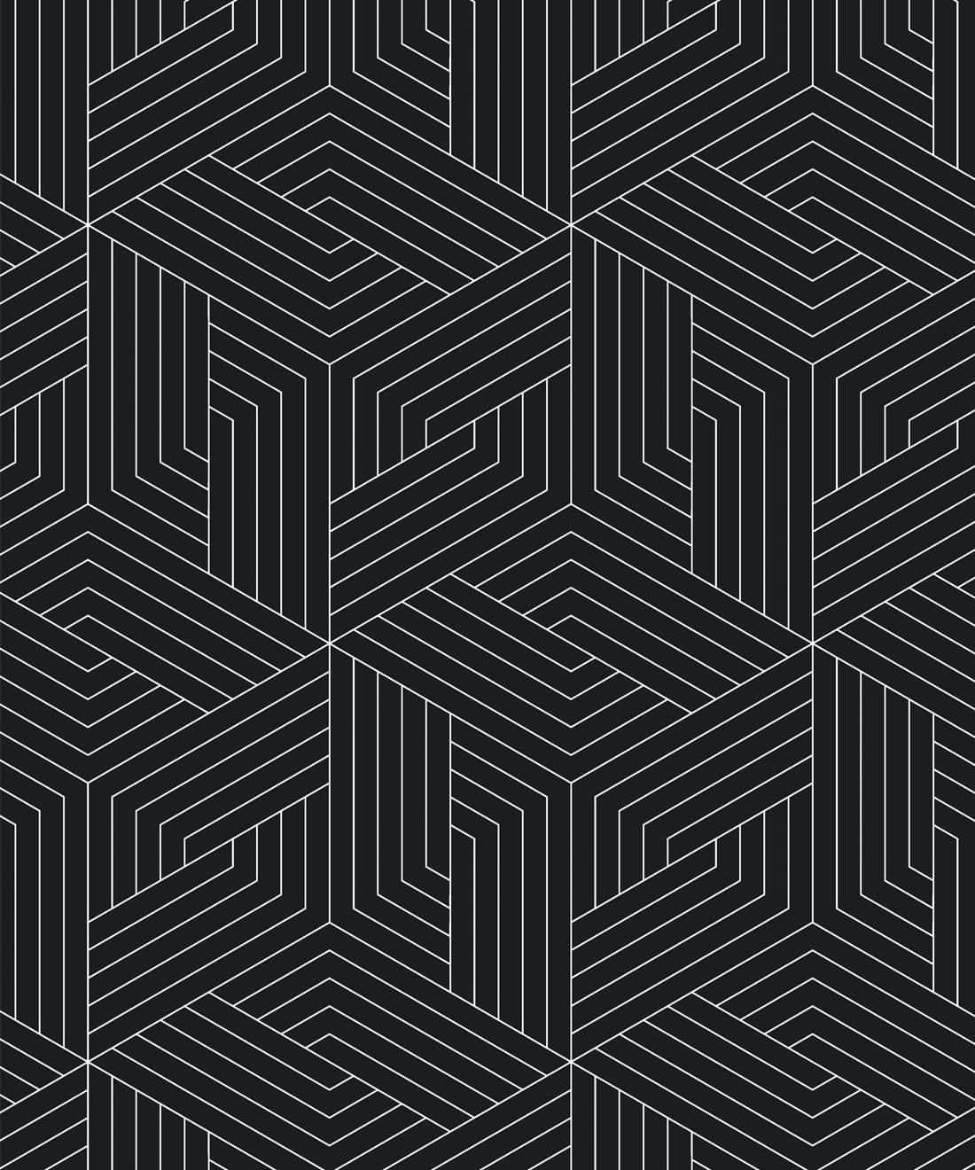 Black And White Geometric 桌布 壁紙 — 由相互交錯的角形組成的無縫黑白幾何圖案，營造出大膽的現代抽象設計。