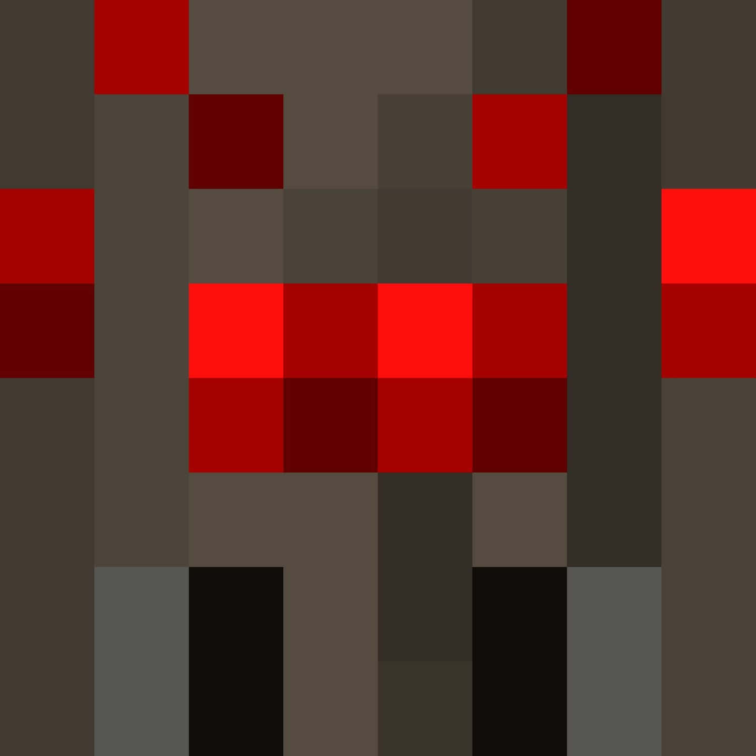 Minecraft Spider 桌布 壁紙 — 由紅色和灰色方塊組成的像素化抽象圖案，形成風格化的人形。