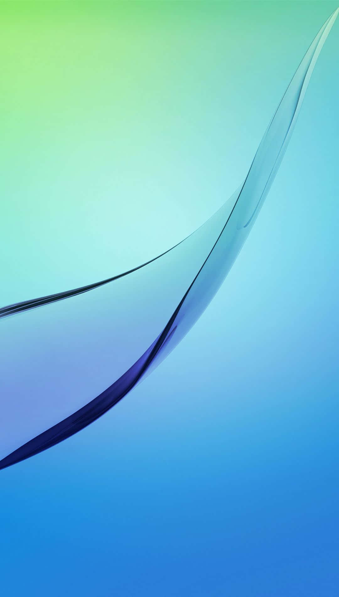 Galaxy S 桌布 壁紙 — 由綠色到藍色的平滑漸變，搭配流動的深色曲線，營造出寧靜的抽象數碼背景。