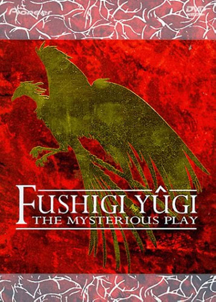 《異世傳奇》的女主角們面臨重重挑戰 壁紙 — 一隻綠色烏鴉剪影在帶有白色裂紋圖案和標題文字的紋理紅色背景上翱翔。