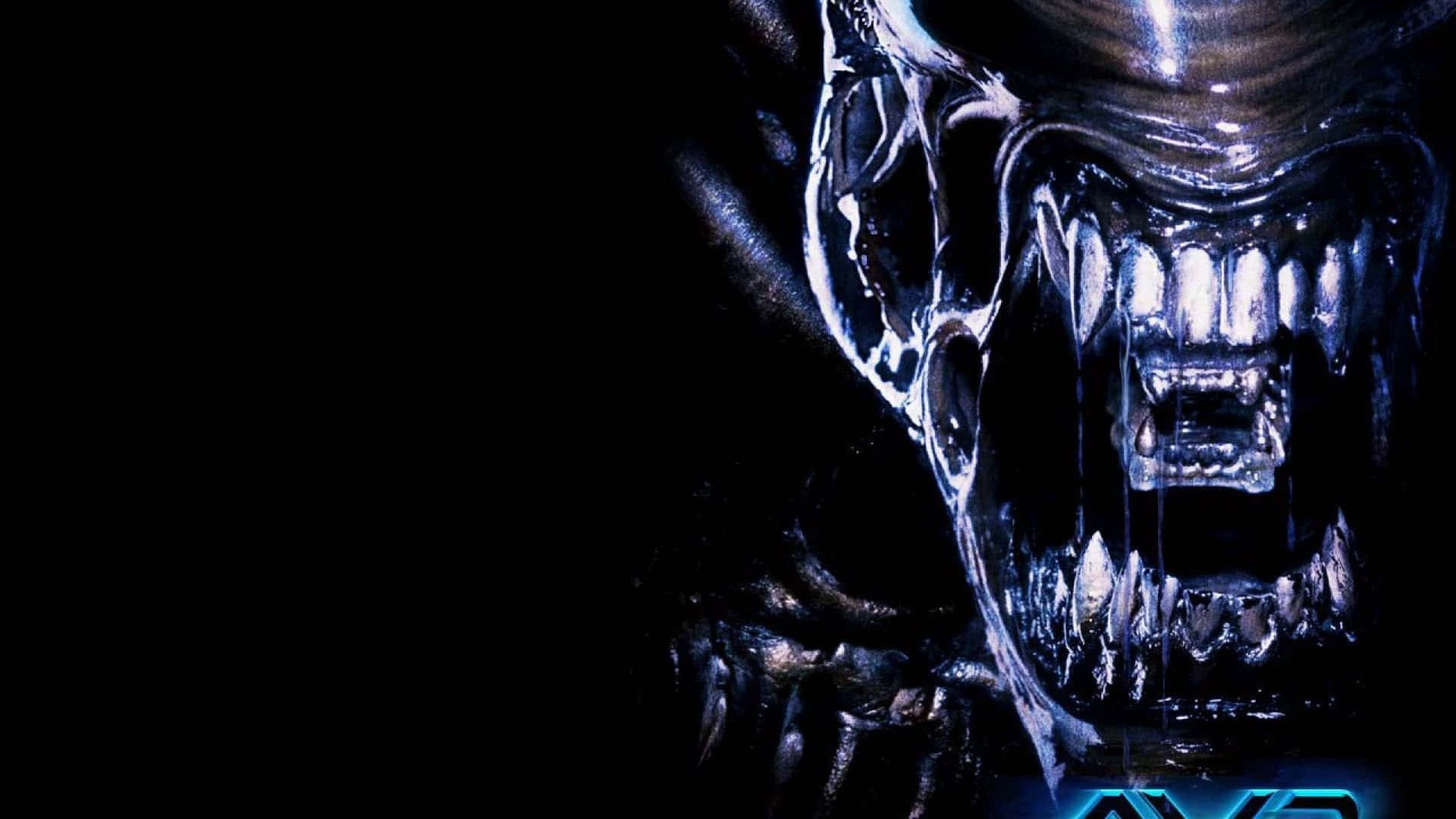 一個在黑暗中擁有尖銳牙齒和發光眼睛的可怕外星生物。 — 外星人 壁紙
