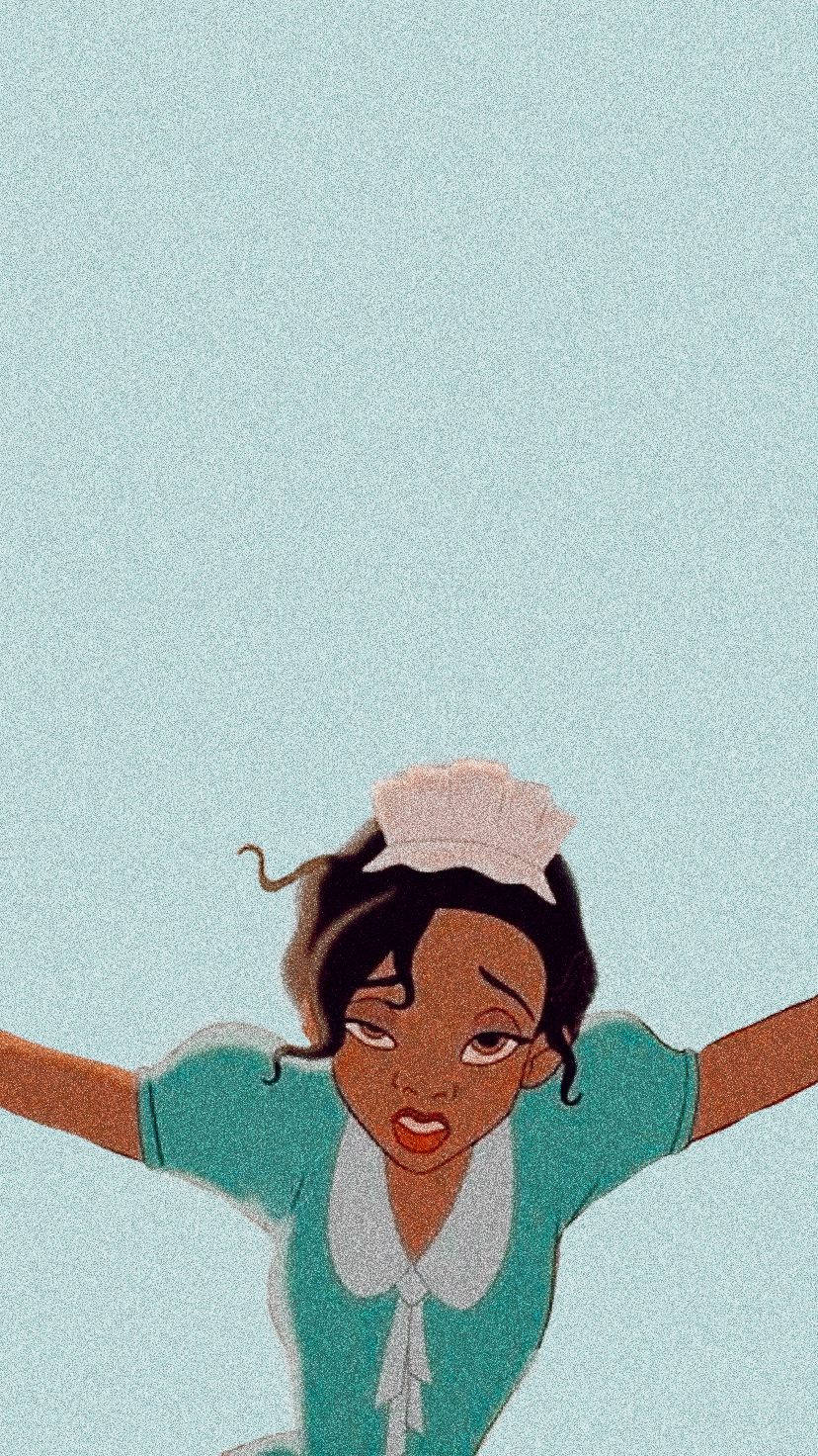 身穿青綠色連衣裙和白色帽子的動畫女僕，帶著喜悅的表情向上伸展雙臂。