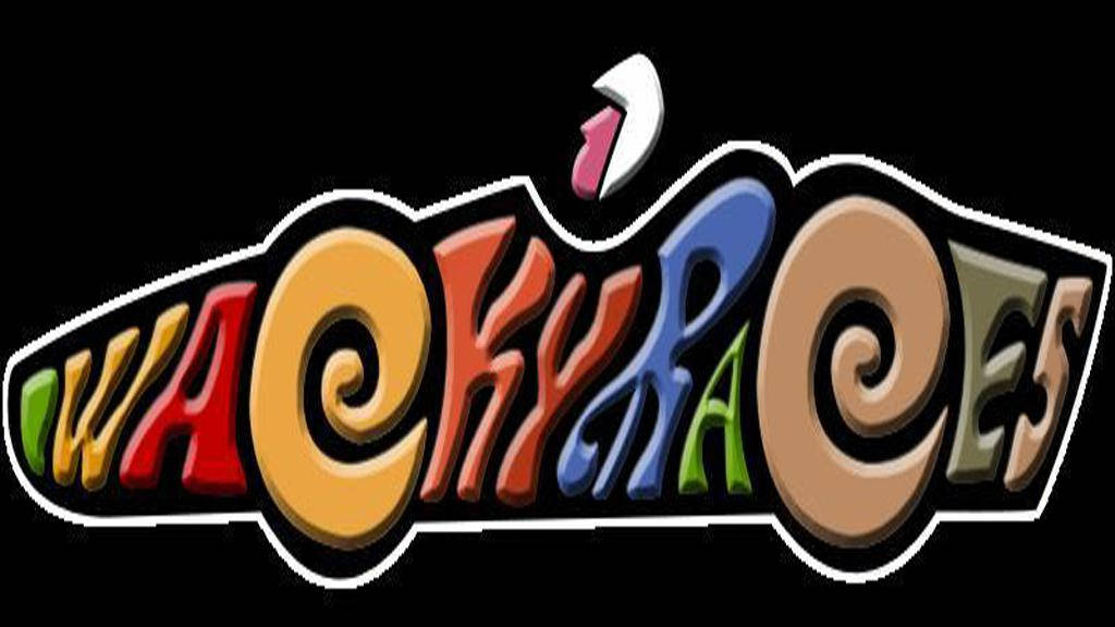Wacky Races 標誌，帶有彩色3D字母同伸出嘅舌頭。