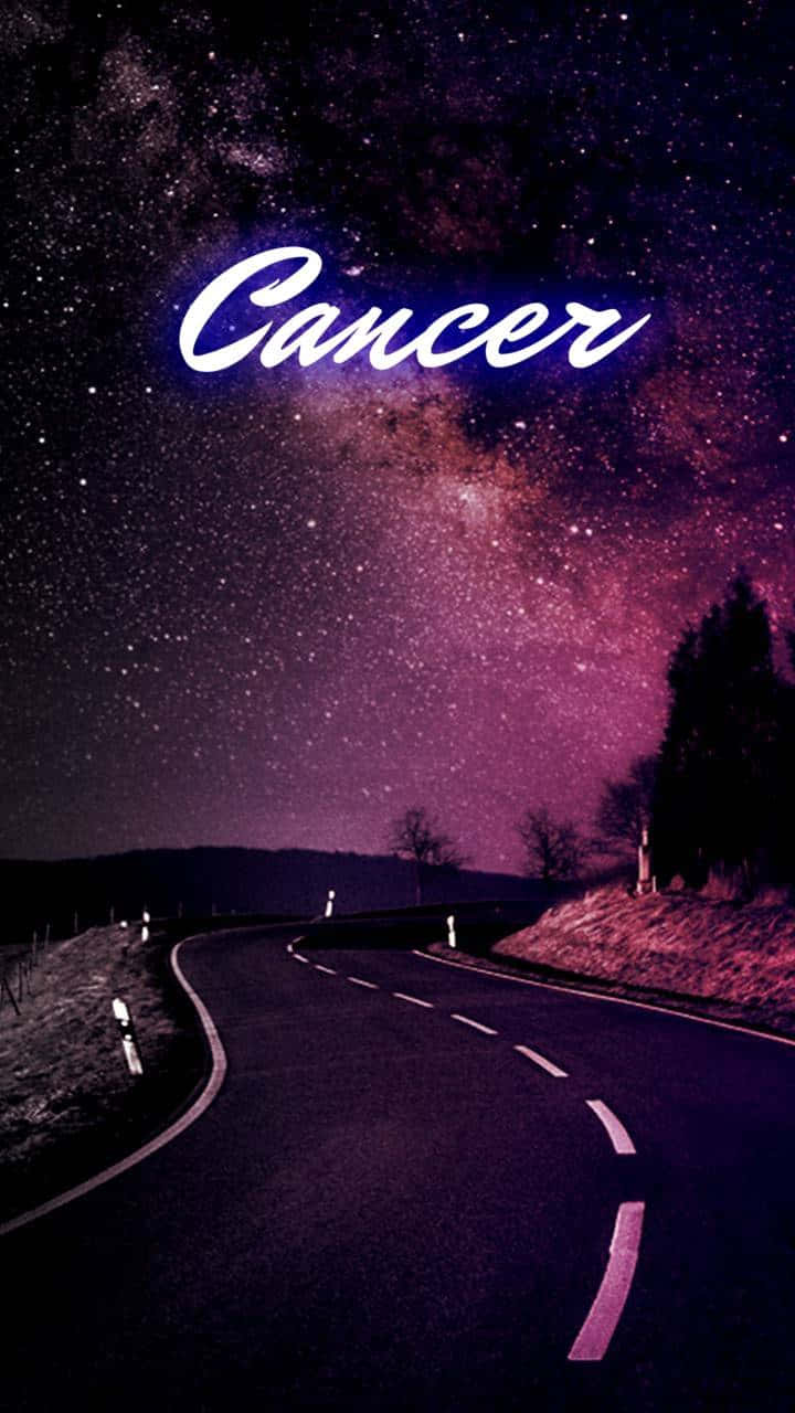 癌症 - 一條紫色道路，天空中有星星 壁紙