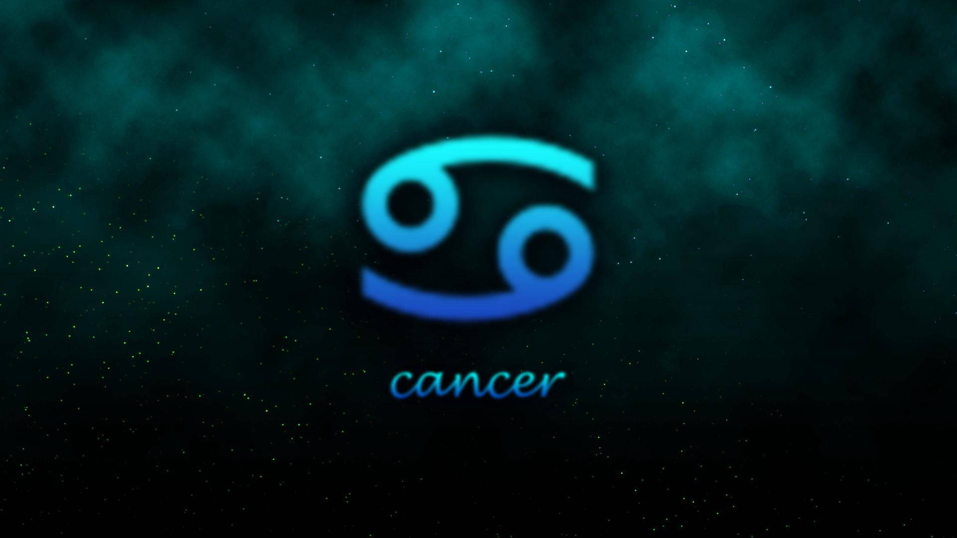 太空中帶星星的藍色發光巨蟹座符號