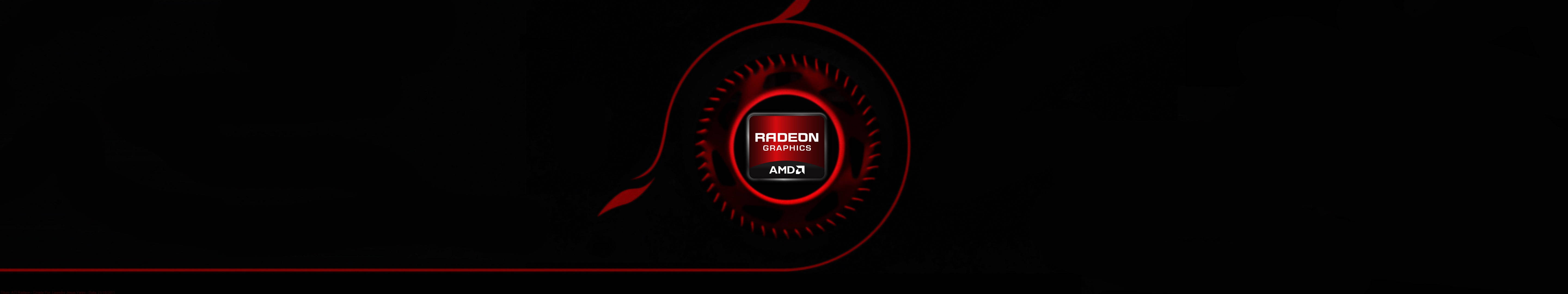 4K 桌布 壁紙 — 發光的紅色AMD Radeon標誌在純黑背景上充滿能量地脈動。