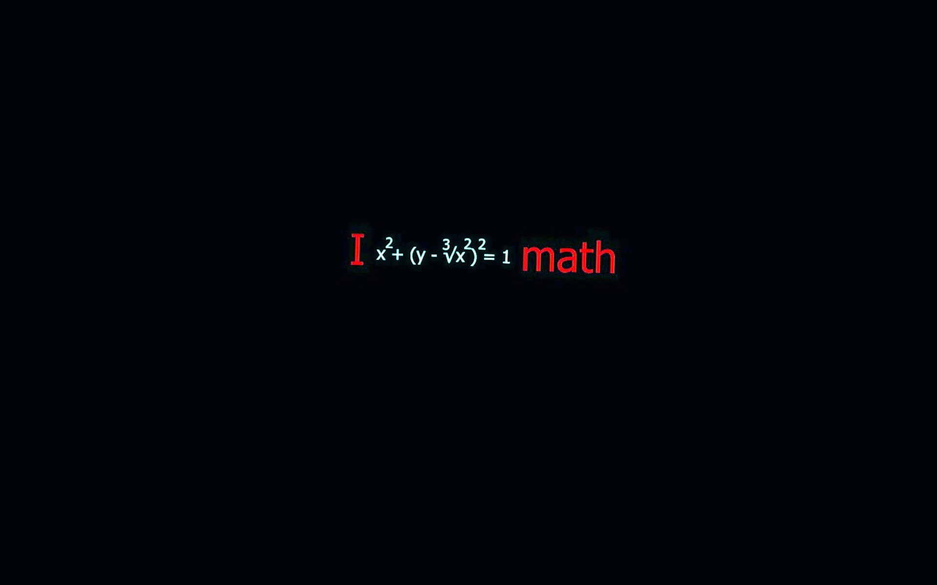 Physics 桌布 壁紙 — 發光的紅色和青色數學方程式及「數學」一詞居中於黑色背景上。