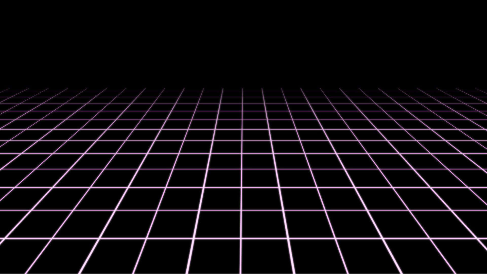 grid 桌布 壁紙 — 發光的紫色網格延伸入黑暗，創造出一個復古未來主義的數位虛空。
