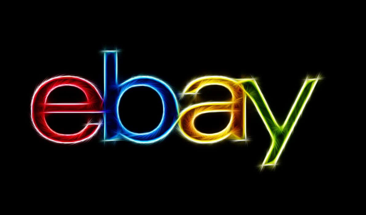 黑色背景上帶有發光霓虹字母的 Ebay 標誌