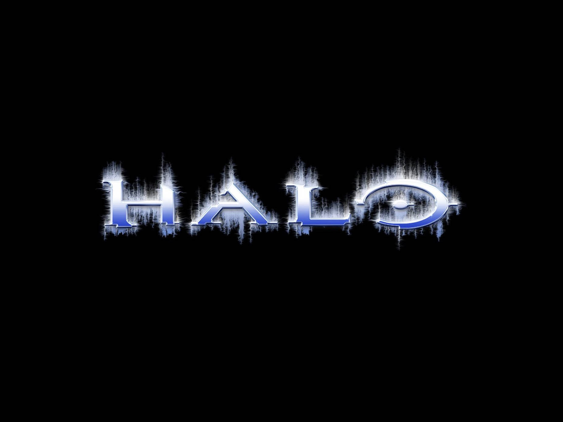 halo 桌布 壁紙 — 發光的藍色Halo標誌在純黑色背景上脈動著電能。