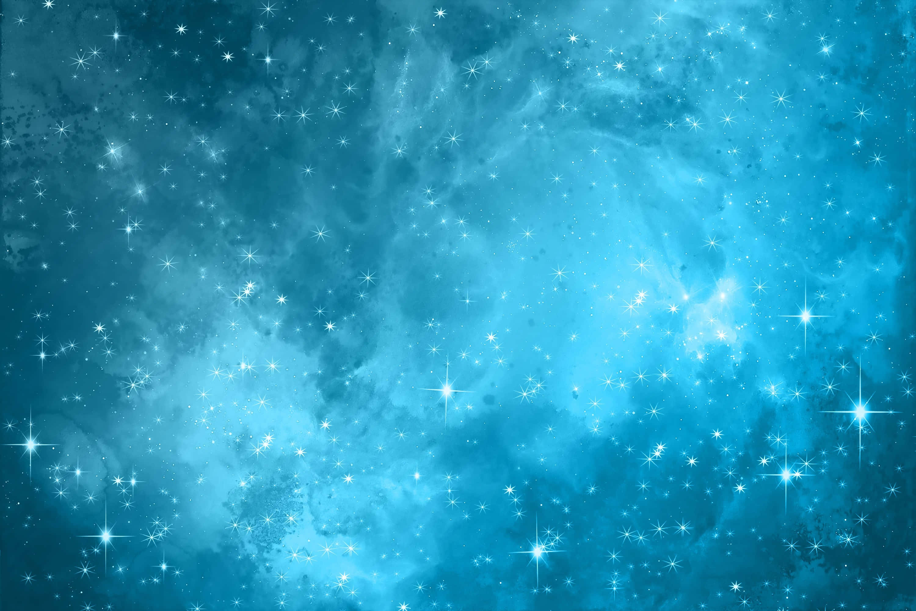 shining 桌布 壁紙 — 發光的藍色星雲和閃爍星星的宇宙廣闊景象，營造出夢幻般的天體場景。
