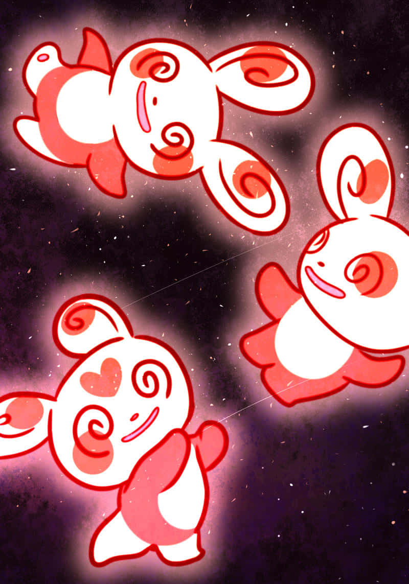 三隻發光的卡通兔仔漂浮在星空宇宙場景中。