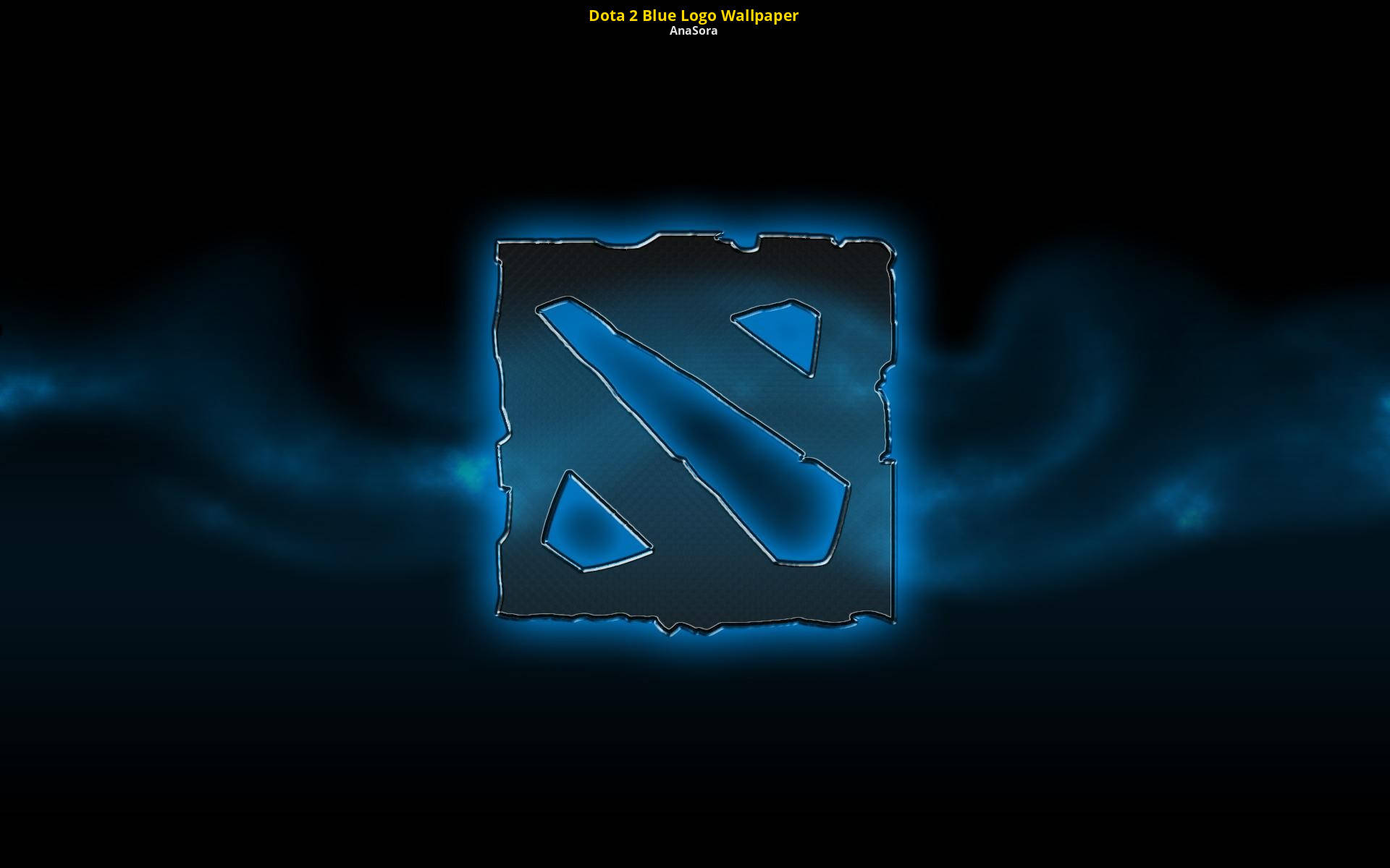 發光的藍色 Dota 2 標誌，帶有鋸齒狀邊緣，在黑暗背景上。
