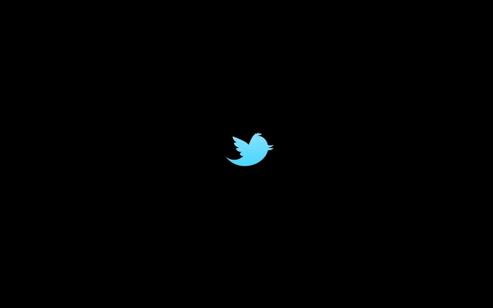 Twitter Header 桌布 壁紙 — 發光藍色Twitter鳥標誌居中於純黑色背景上。