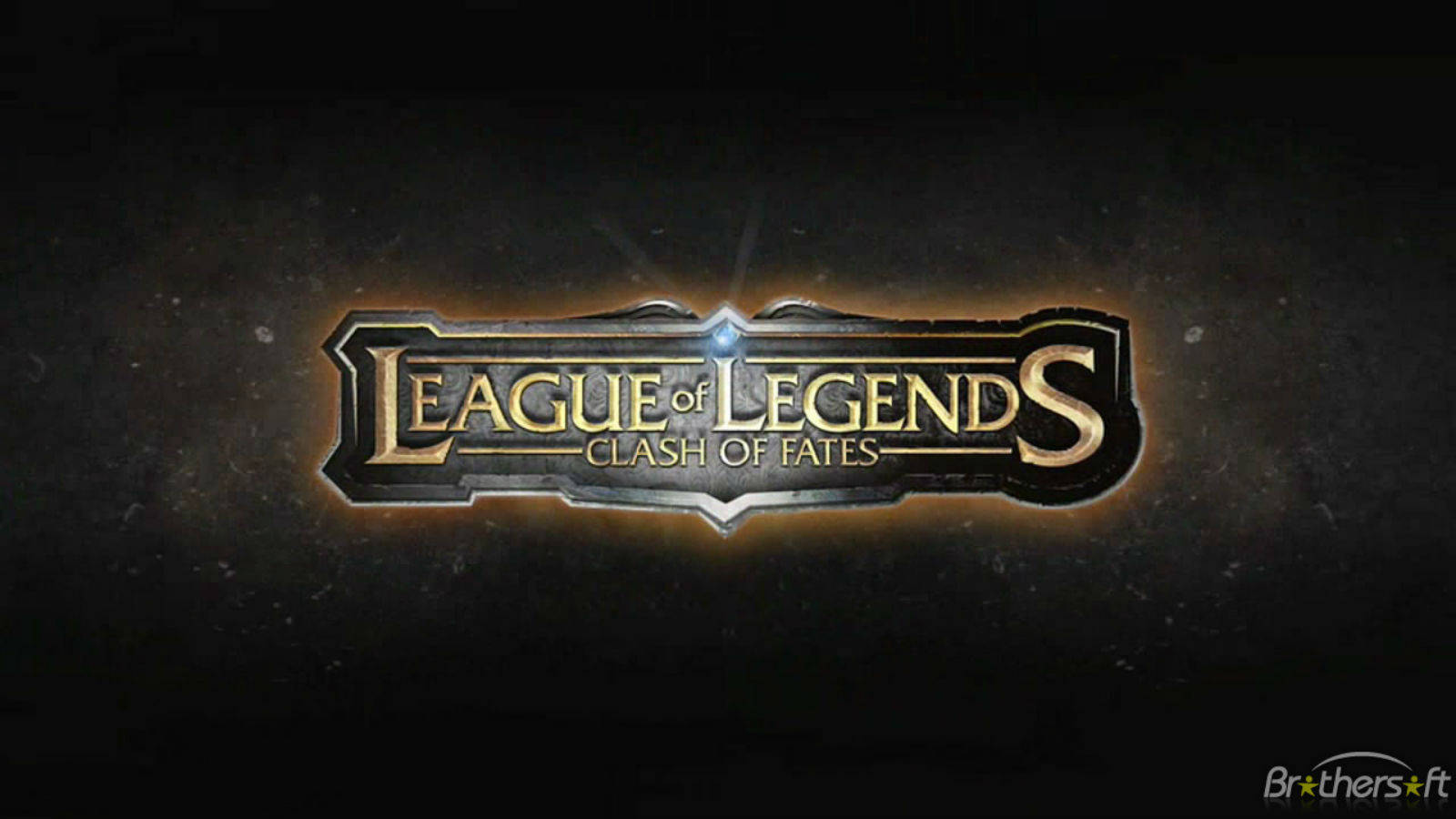 HD 桌布 壁紙 — 發光金色League of Legends Clash of Fates標誌，帶有金屬邊緣，背景為深色紋理。