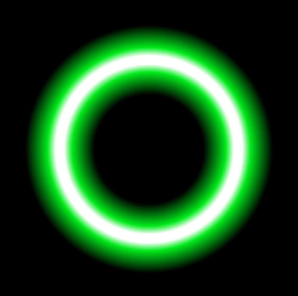 一個發光的綠色霓虹環在黑色背景上