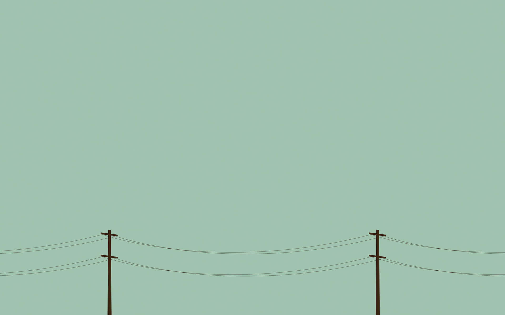 兩根電線杆連電線，襯以淡綠色天空